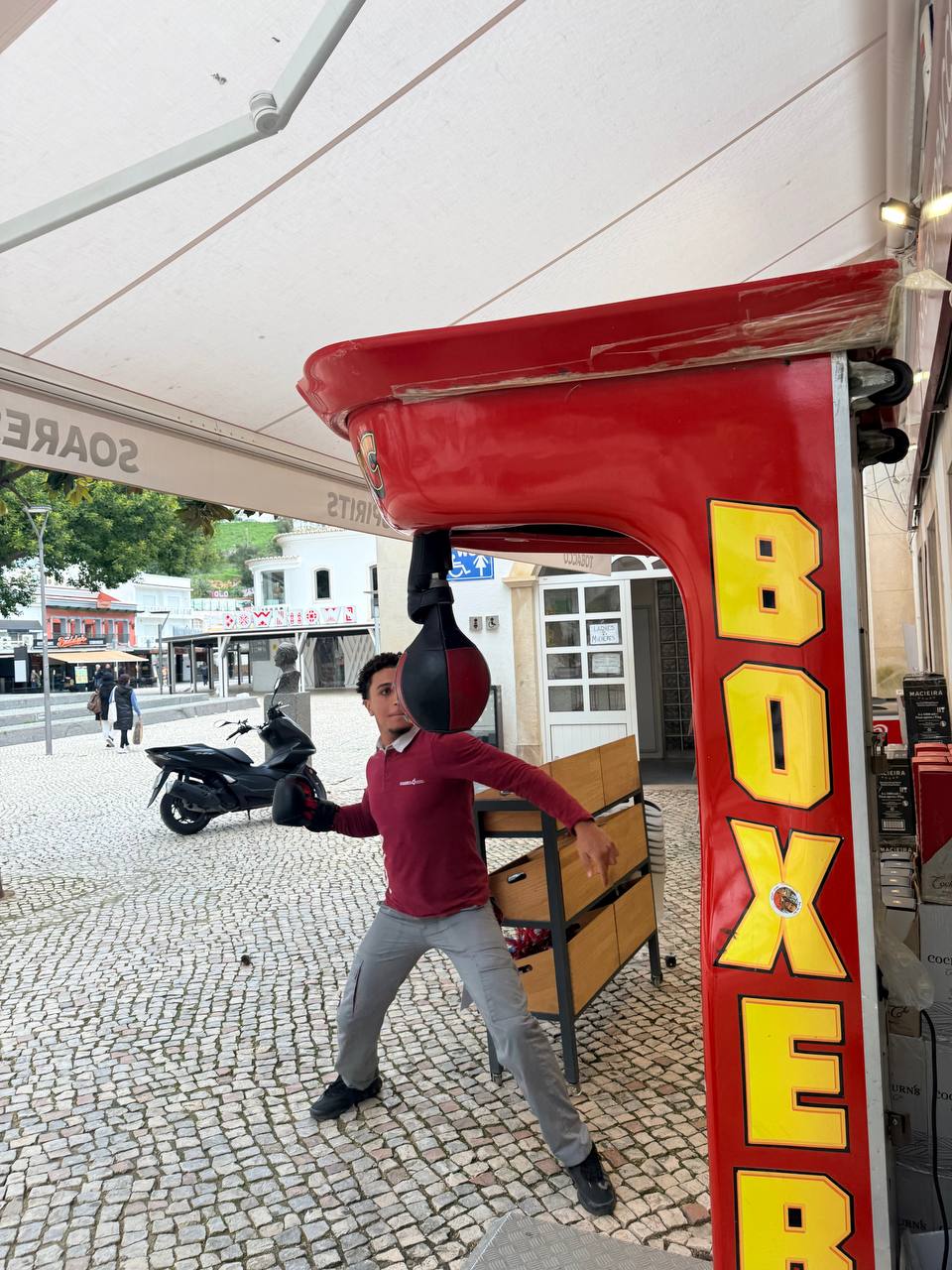 Adam winding up at the machine